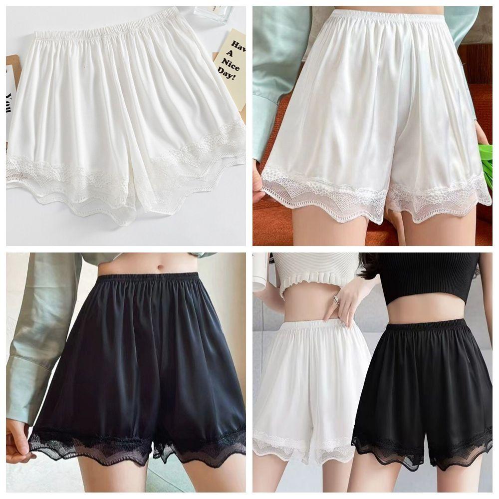 2Pcs Thin Home Pants Ice Silk Sleeping Shorts Comfortable Satin Shorts Under Skirt