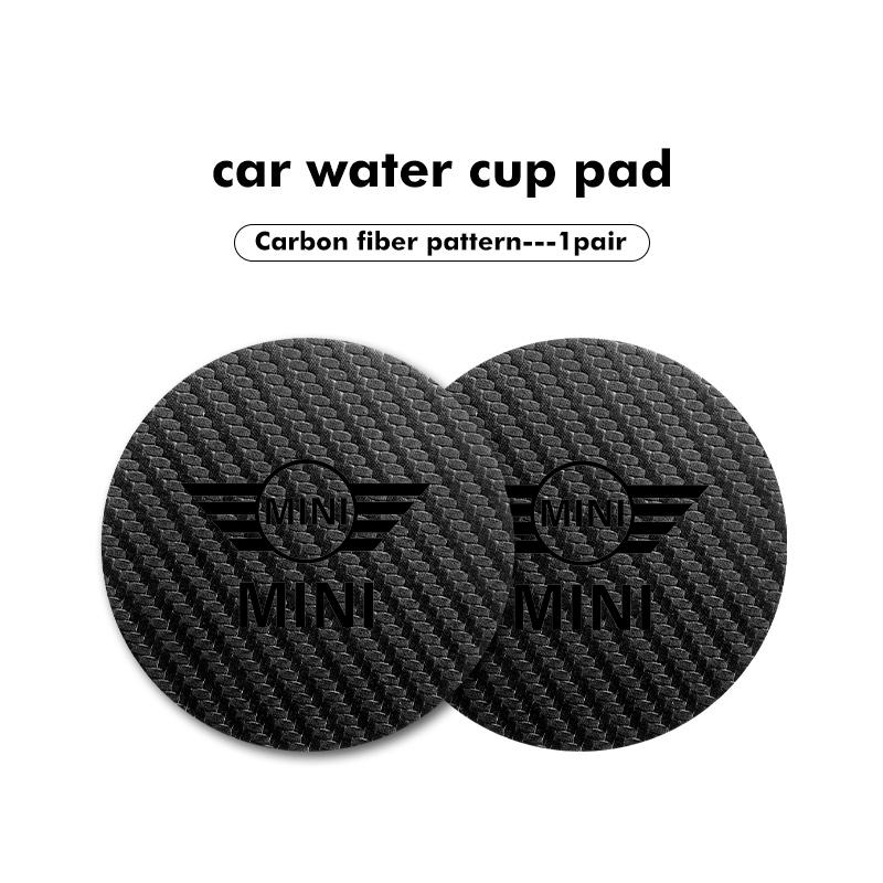 2PCS Car Anti Slip Mat Coaster Carbon Fiber Water Cup Mat For MINI Cooper R60 R56 F56 F55 F57 F60 Countryman Convertible e3