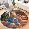 1pc Teddy Bears Christmas Chair Carpet for Office, Indoor Non Slip Washable Polyester Fiber Carpet,