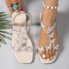Women's Fashionable Slip-On Flat Sandals with Butterfly Design Open Toe Sandals Summer Casual Footwear