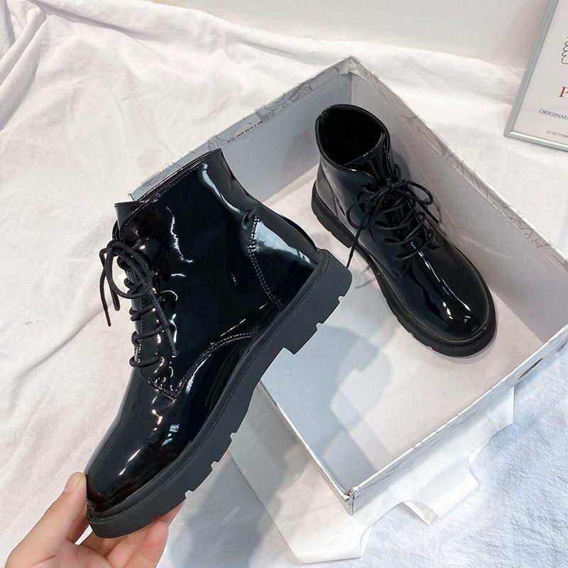 Ботинки Водонепроницаемая обувь Женские ботильоны на толстой подошве Рабочая платформа Короткие туфли для женщин со стильным Y2k Новинка в ботинках из искусственной кожи