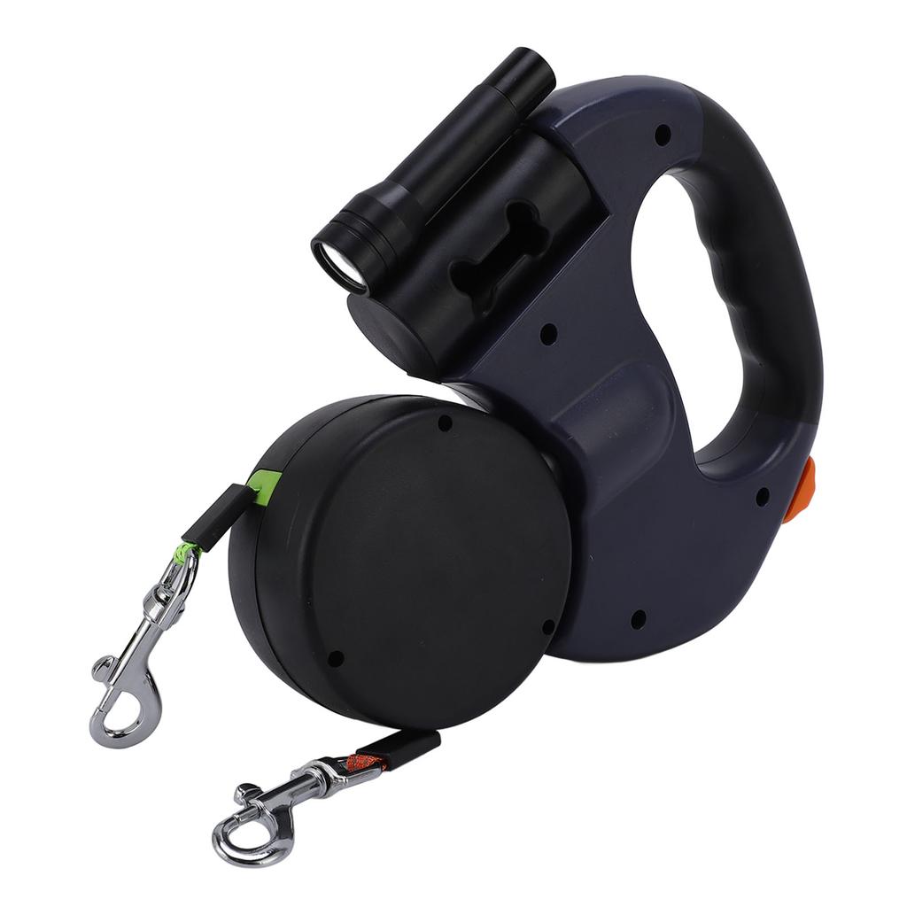 Automatic Double Retractable Dog Leash Built in LED Light Comfortable Grip Pet Walking Leash for