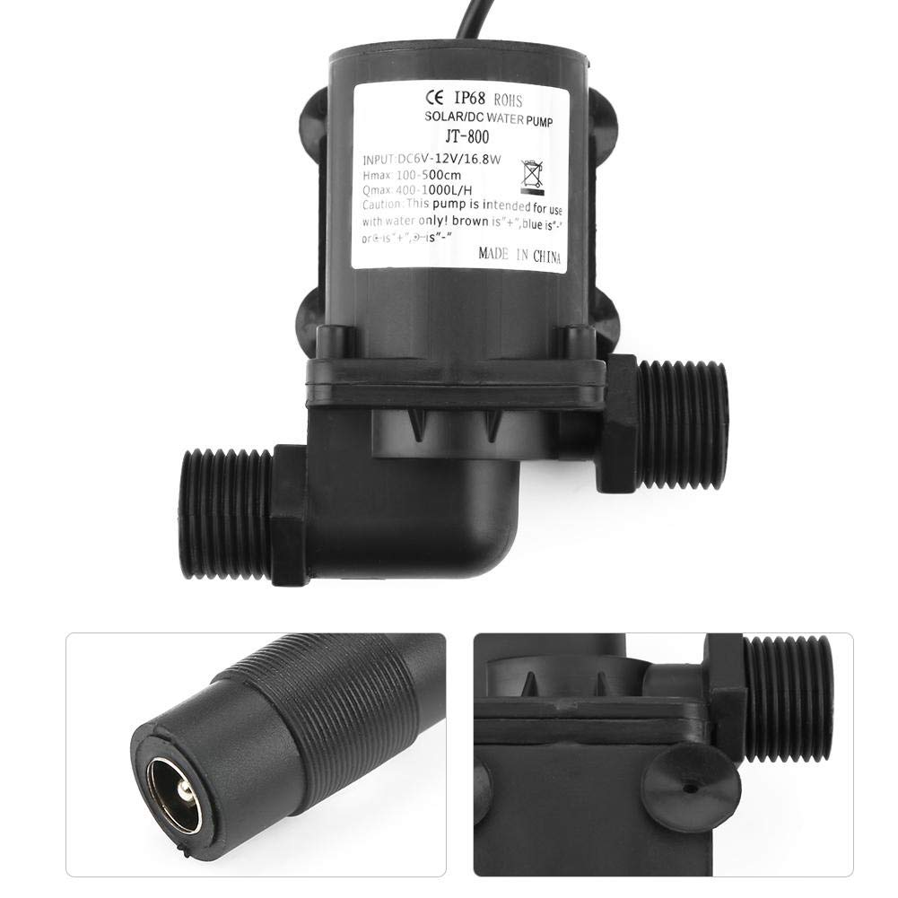 Hilitand DC Brushless Water Pump, 12V, 800L/H, -40℃-100℃, Portable Magnetic Drive Water Pump JT-800D-12