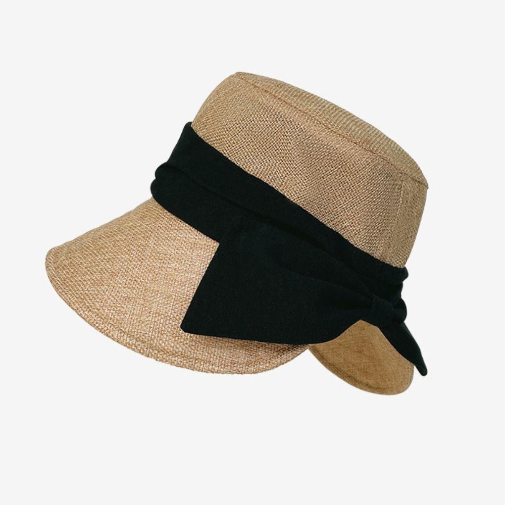 Solid Color Bow Fisherman Hat Bowknot Bucket Hat Fashion Summer Sun Hat Travel