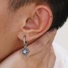 Men's Stainless Steel Moonstone Star Hoop Earrings, Waterproof Hiphop Jewelry