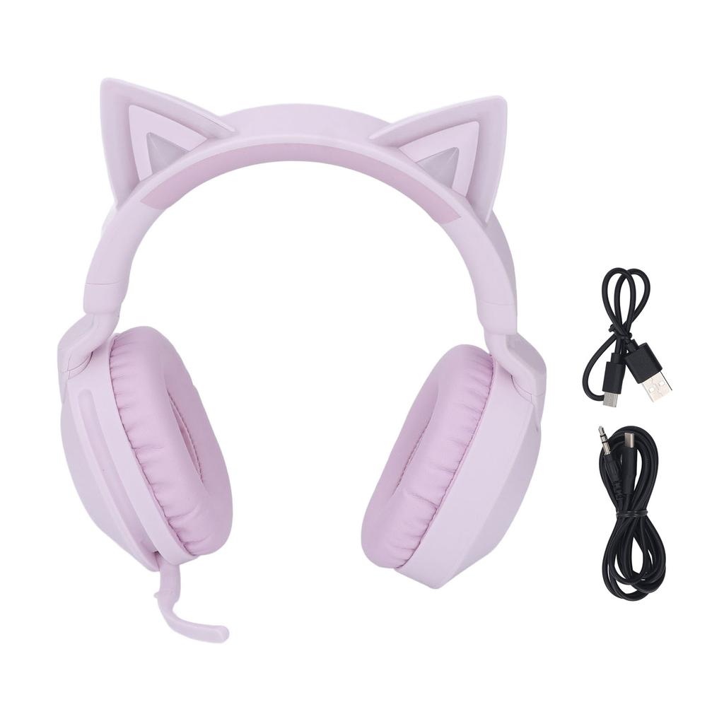 Беспроводные наушники Cat Ear с микрофоном, регулятором громкости, светодиодной подсветкой, 3,5-мм Aux-кабелем, складные, для музыки и игр