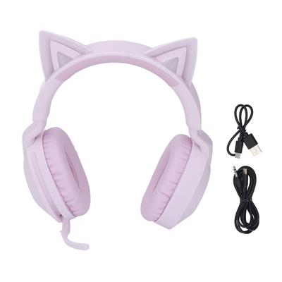 Беспроводные наушники Cat Ear с микрофоном, регулятором громкости, светодиодной подсветкой, 3,5-мм Aux-кабелем, складные, для музыки и игр