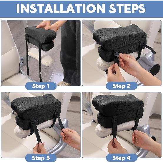 MABOZOO Gel Ergonomic Office Chair Arm Pads, Set of 2 Height Adjustable Arm Pads for Elbows Forearms Pressure Relief, Office Chair Cushion (Black)