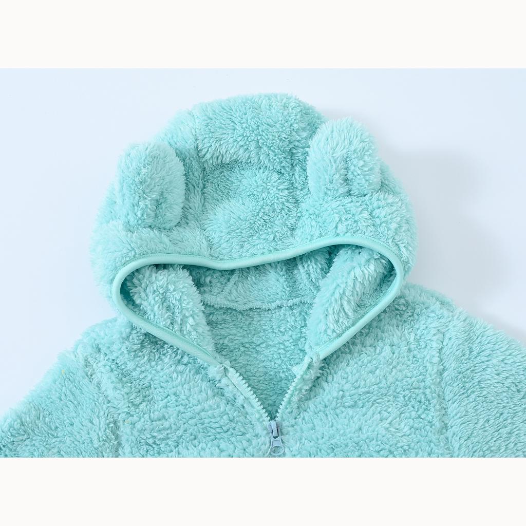 Милая куртка с ушками медведя для младенцев и малышей, мужская и женская, однотонная куртка с капюшоном для младенцев, детский шерстяной свитер