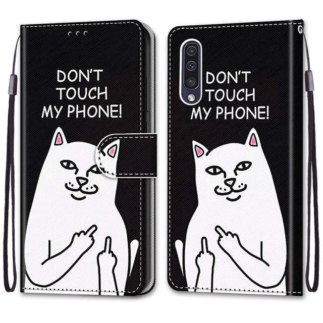 Флип-чехол для Etui Samsung Galaxy A50 A30s A50s A 50, кожаный чехол-бумажник с магнитом, чехол для телефона с милым котом и собакой, бампер Carcasa Girl