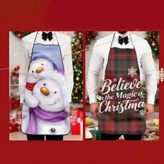 Рождественский фартук Праздничный фартук с принтом для готовки и сервировки Регулируемая шейная лямка Кухонный фартук для готовки, садоводства, официанта