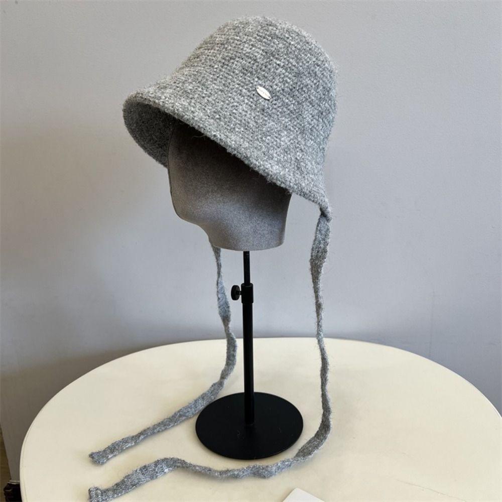 Wool Blend Fisherman Hat Knitted Woolen Basin Hat New Girl's Hat Autumn Winter