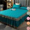 3pcs/set Autumn and Winter Thick Cotton Quilted Lace Bed Skirt Three-piece Set Non-slip Bedspread Pillowcase Three-piece Set