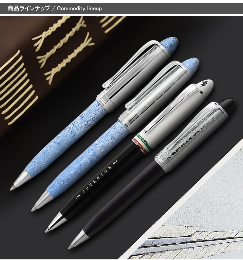 AURORA Epsilon Juventus Сатиновая шариковая ручка Черная с белой отделкой, колпачок, B35-JWN