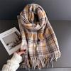 Korean Style Plaid Women's Winter Scarf Imitation Cashmere Warm Shawls Wraps Thicked Pashmina Female Blanket Scarves