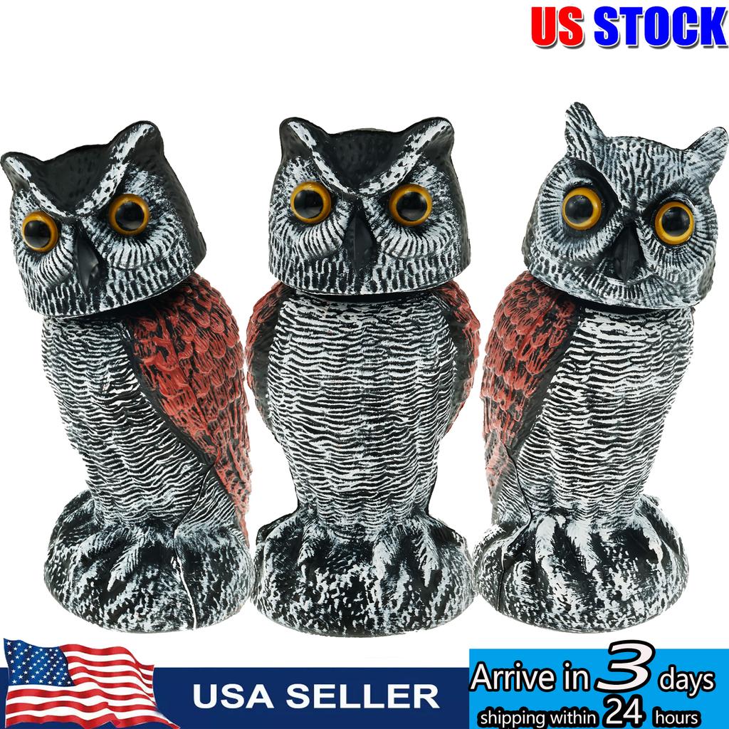 Чучело птицы, поддельная скульптура совы, вращающаяся голова, сова, чтобы пугать птиц, 10,5-дюймовый природный враг, рогатый отпугиватель вредителей