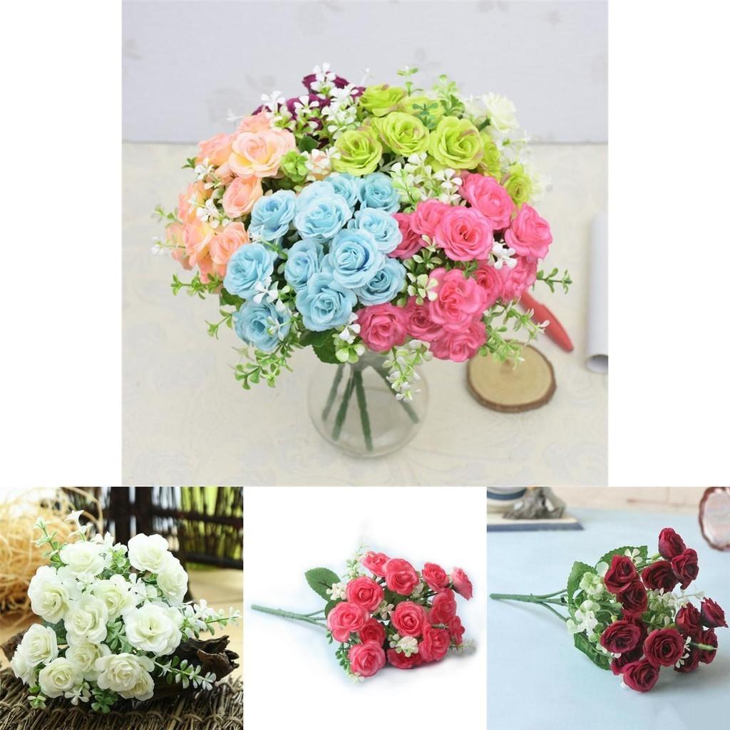 Vibrant 15 Heads Fake Rose Silk Flower Bouquet Ideal For Home And Party Decoration