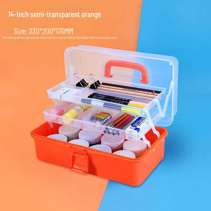 Большая вместимость, 3-слойная прозрачная коробка для хранения художественных инструментов и карандашей