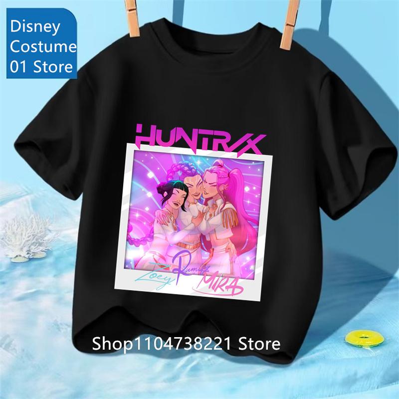 Toddler Girl Clothes Kpop Demon Hunters Cartoon Tee Shirt Funny Gift for Fans Harajuku Cool Kids T-shirts Summer Tops