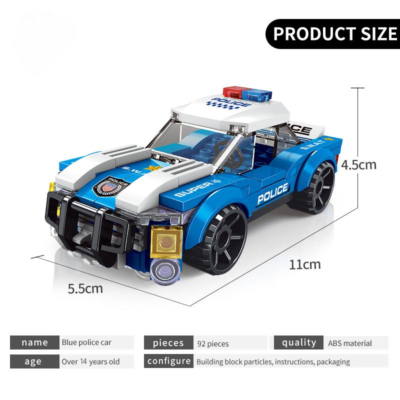 100 + шт. комплект строительных блоков, игрушки, синяя полицейская машина, игрушки, подарок, полицейская серия, автомобиль для детей и взрослых, счастливый подарок