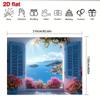 Coastal Home Decor Banner with Greek Island Window and Flowers