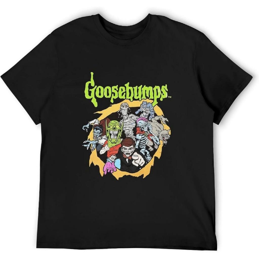 Мужская футболка с логотипом и персонажами Goosebumps, светящаяся в темноте, черная