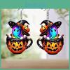 Colorful Themed Halloween Cartoon Ghost Pumpkin Pattern Women Earrings Acrylic