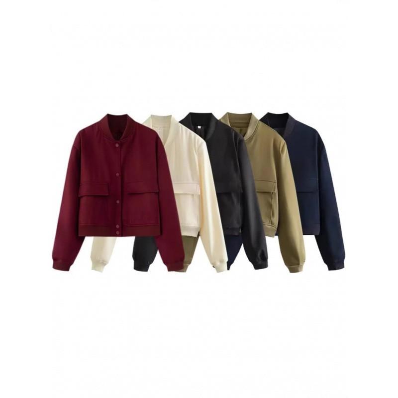 Womens Stand Collar Oversized Pocket Jacket 2025 Streetwear Lightweight Outerwear