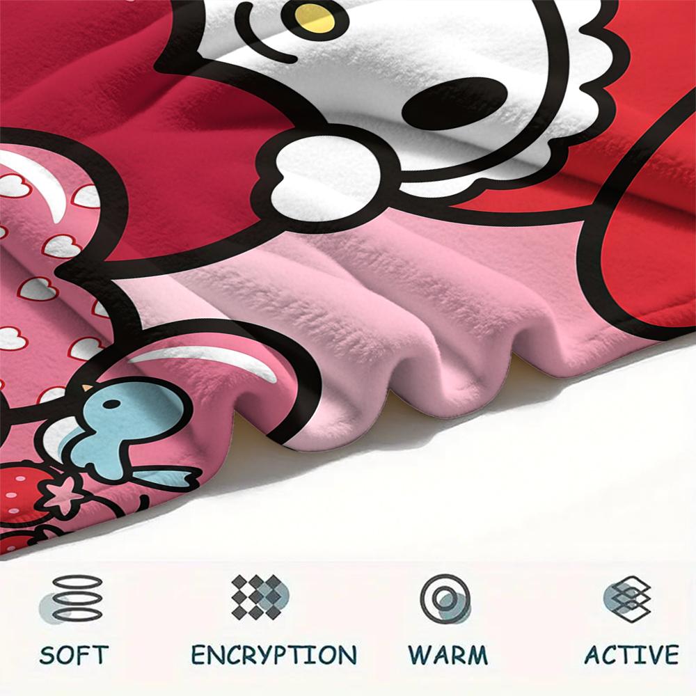 1 шт. Фланелевое одеяло с принтом My Melody, Высококачественное, Для всех сезонов, Декор для дома, Тепло и уют, Идеально для рождественских подарков