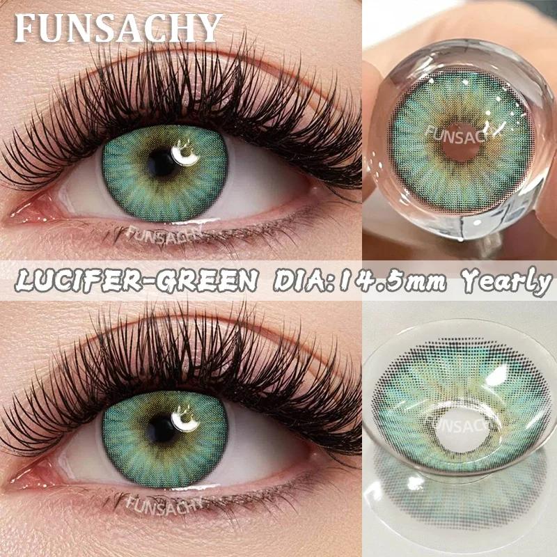 FUNSACHY 1 пара цветных контактных линз синие зеленые серые натуральные линзы для глаз красота зрачка линзы для ношения 1 год женская косметика