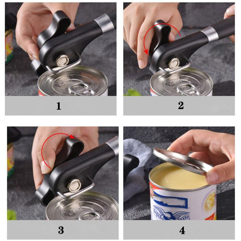 Safe Cut Can Opener, Smooth Edge Can Opener handheld, Food Grade Stainless Steel Cutting Can Opener for Kitchen and Restaurant