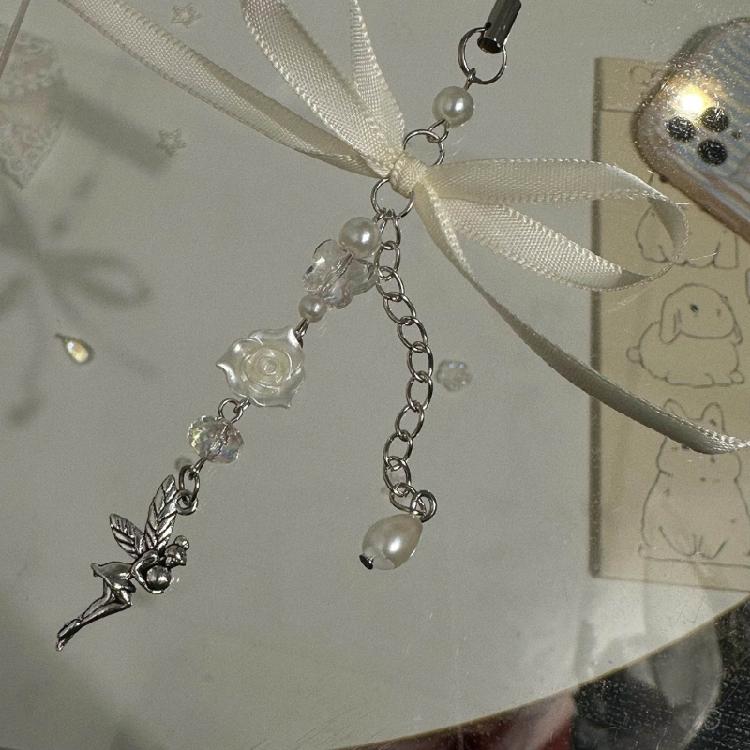 Кулон Ангел с цветком Брелок Сладкий бантик Шарм для телефона Ремешок для телефона Шнурок Бусина