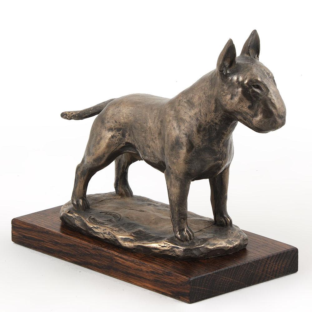 Bull Terrier, Bully - Dog Figurine, Statue On White Marble, Trophy for Art-Dog Dog Show Exhibition