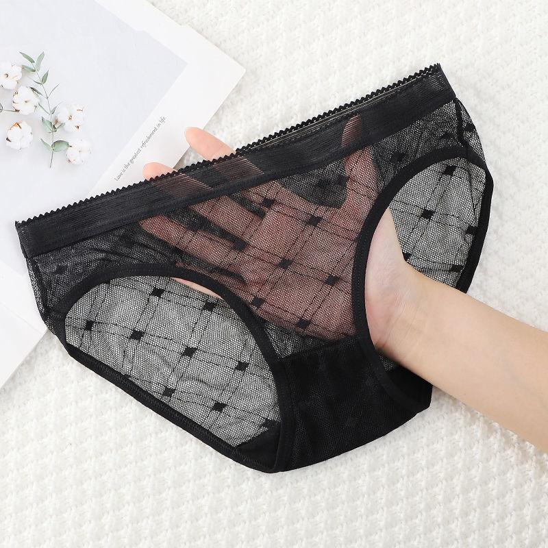 Sexy Net Yarn Panties Women Low Waist Transparent Briefs K142