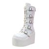 Punk Design Tall Boots Leather Wedge Heel Waterproof Non-slip Cool Thick Ladies Boots Zipper Casual Winter XL 35~43 Tall Boots