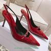 Fashion Women Summer Fashion Pointed Toe  Pumps Buckle Shallow Stiletto High Heels Back Strap Slip On Sandals Sexy Shiny Leather Shoes