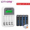 Cityork 1.2V AA Ni-MH 3000mAh Rechargeable Batteries 2a Battery with 4 Solts LCD Smart Display 1.2V AA AAA 2a 3a Battery Charger
