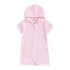 Little Girls Summer Casual Jumpsuit Short Sleeve Zip Up Contrast Color Hooded Playsuit