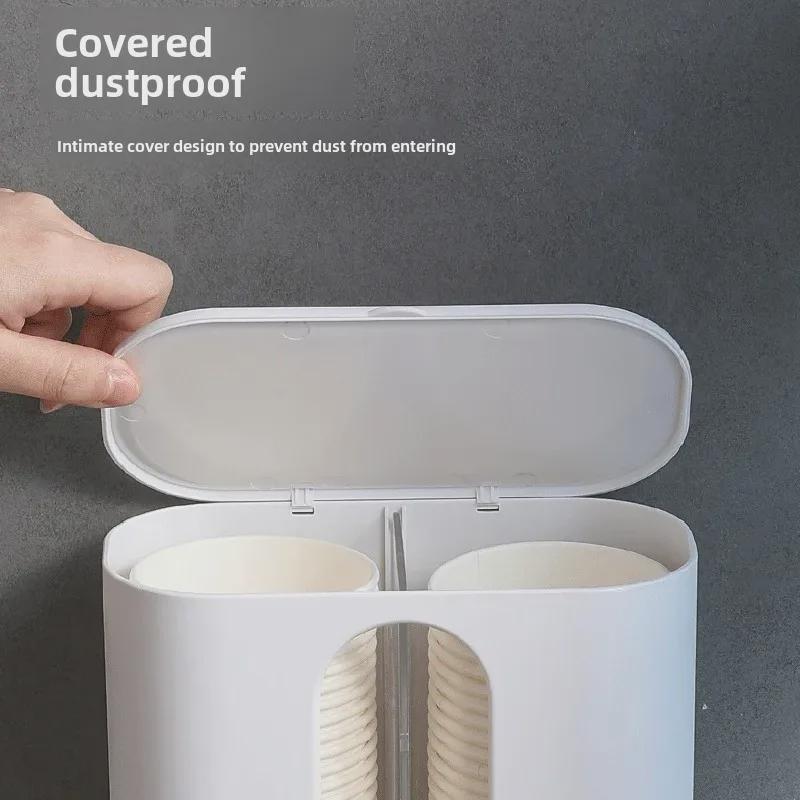 Водонепроницаемый держатель для бумажных стаканов с двойной трубкой большой емкости - одноразовый и пылезащитный для домашнего использования или общественного питания