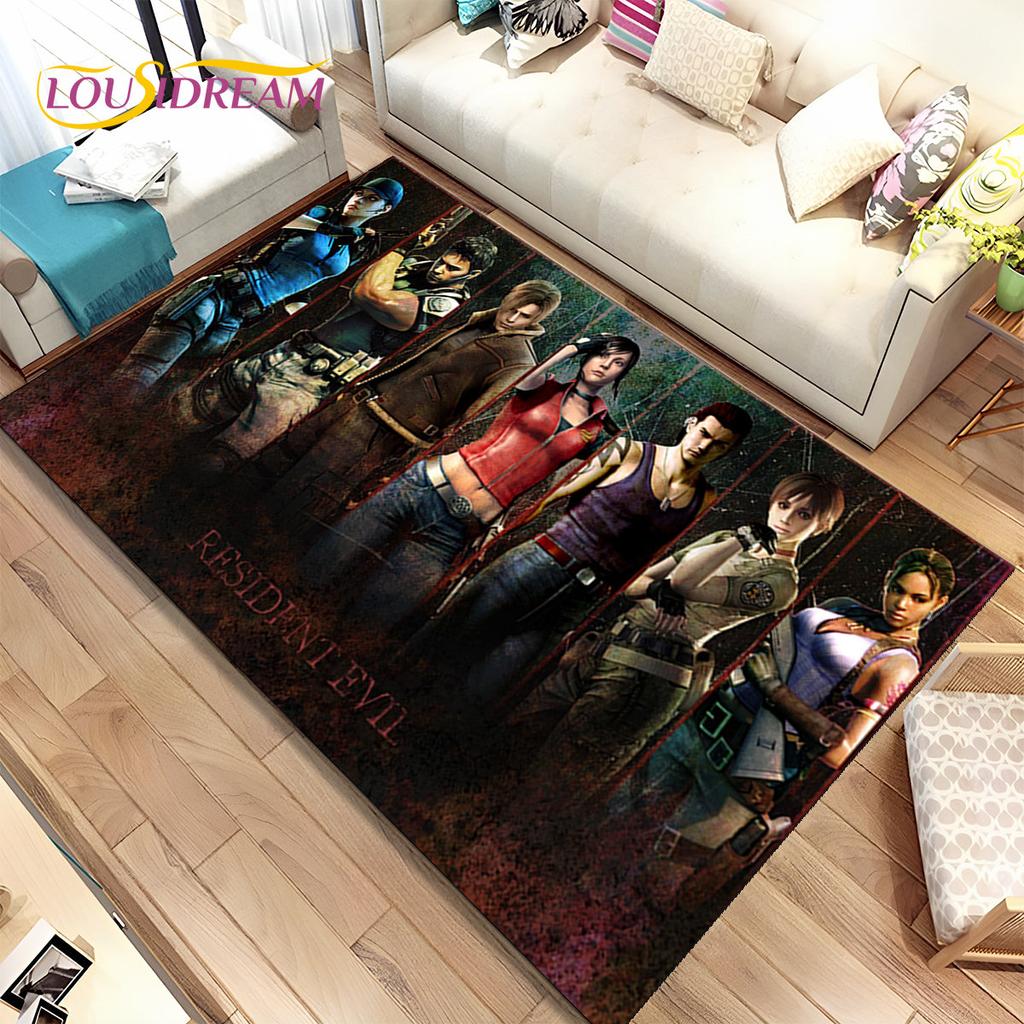 3D R-Resident Evil Games Gamer Area Rug, ковер для гостиной, спальни, дивана, коврика для двери, детский игровой нескользящий коврик
