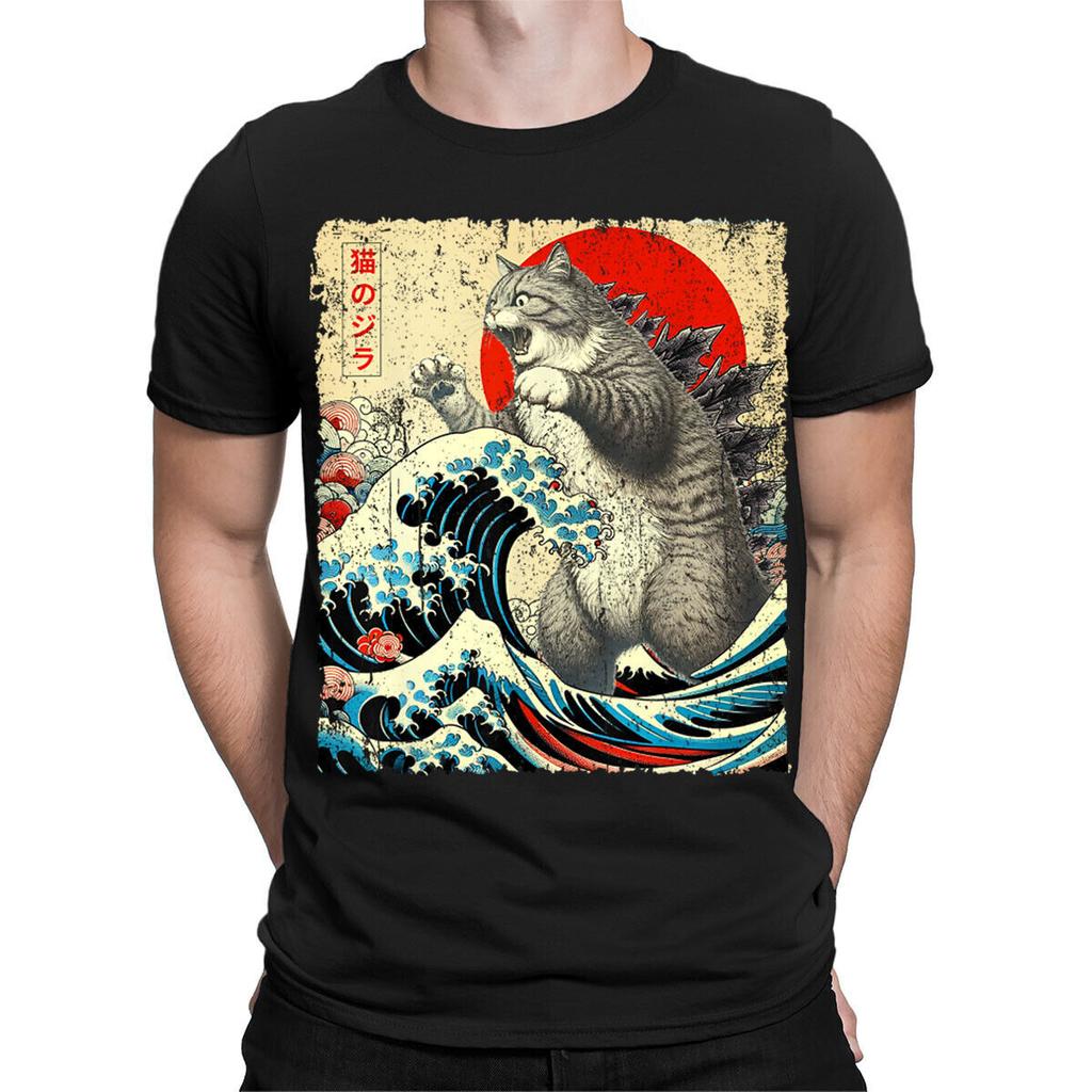 Cat Japanese Animal Art Funny Movie Retro Vintage Mens Womens T-Shirts #TA-162