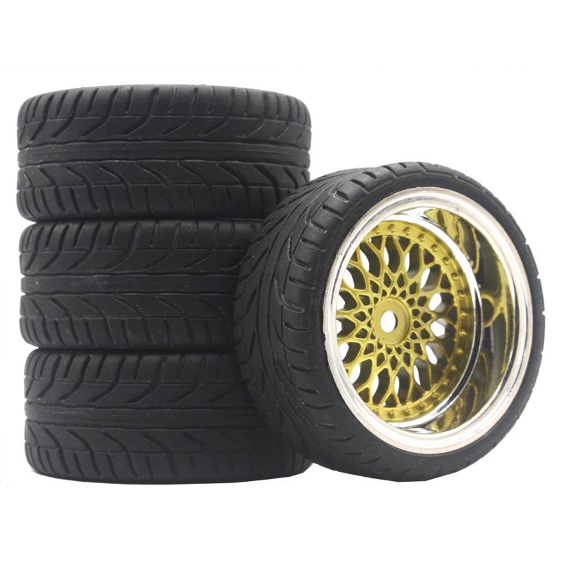 4PCS 65mm 1/10 On Road Wear-Resistant Rubber Tires + Rims for HSP HPI RC Car 94123/94122/CS XI