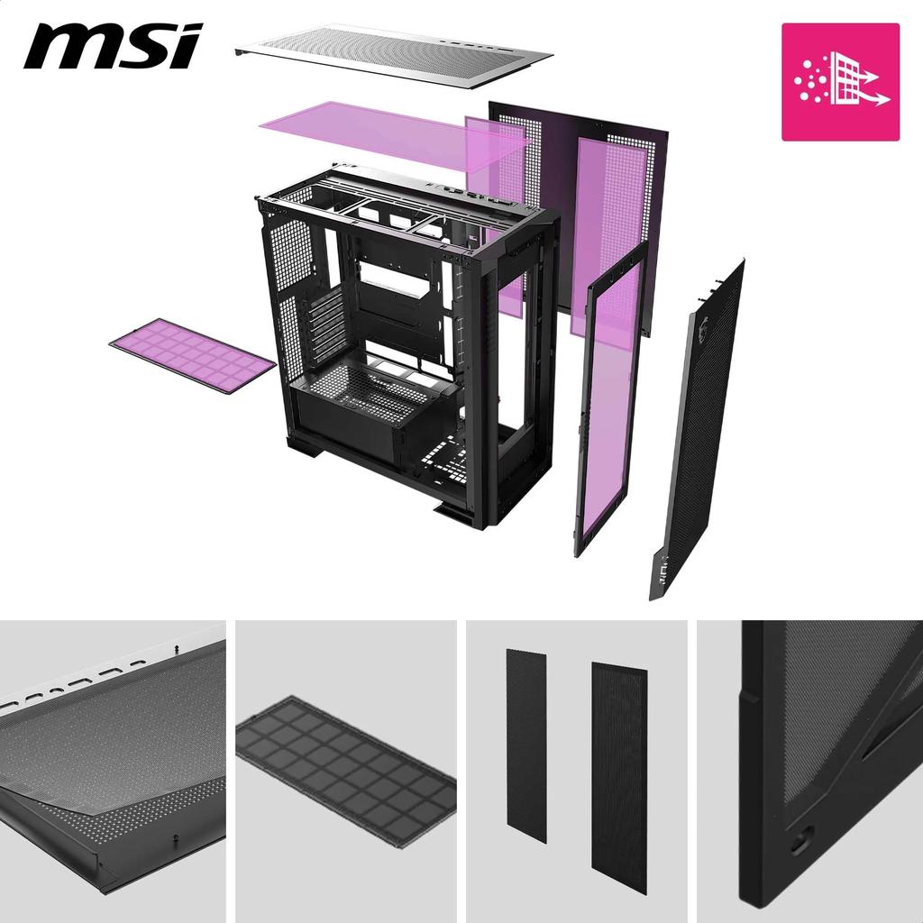 MSI MPG VELOX 300R AIRFLOW PZ Rear Connector Compatible Mid Tower ATX PC Case Black CS9309