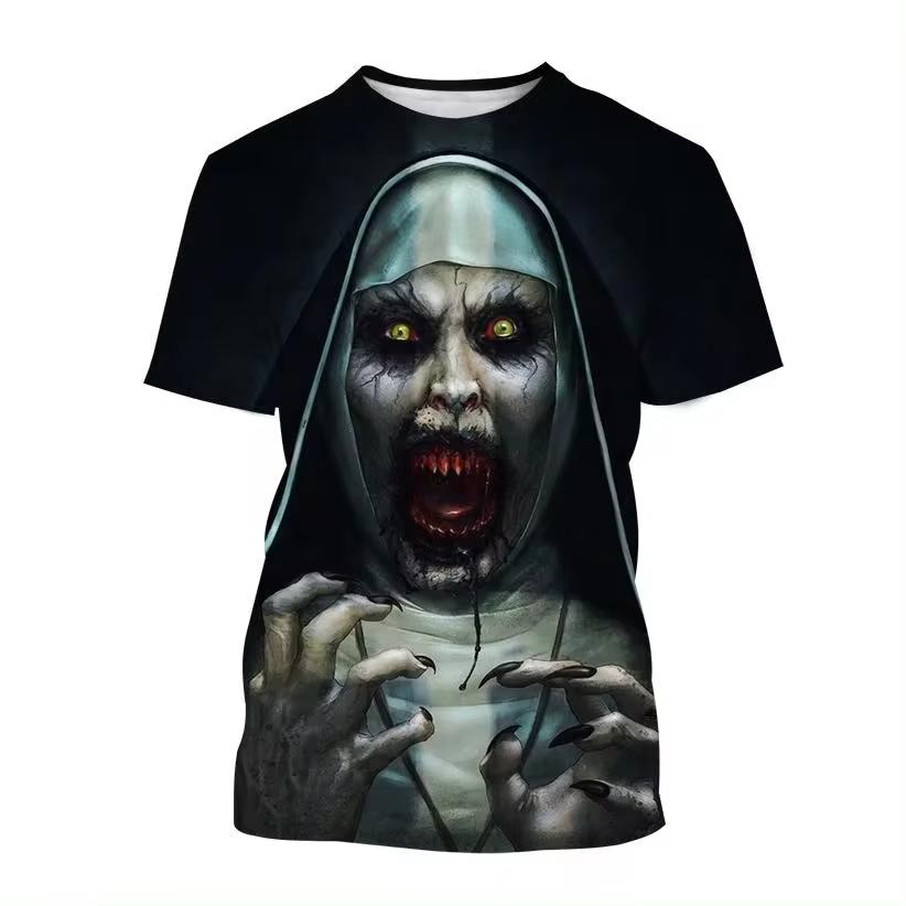 Horror Movie The Nun Graphic T-shirts 3D Print Men/Women Short Sleeve O-Neck T-shirt Oversized Streetwear Harajuku Tees Y2k Tops