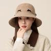 Autumn Winter Bow Wool Hat Solid Color Fisherman Hat Women's Basin Hat