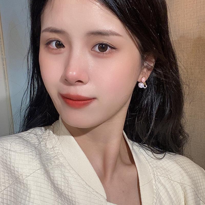 Серьги-гвоздики в стиле ретро с капающим маслом в виде цветка тюльпана, женские серьги-гвоздики с нишевым дизайном, простые и универсальные серьги с темпераментом