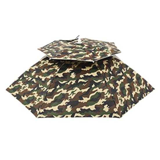 77cm Fishing Umbrella Hat Double Layers Elastic Strap Large Hands-Free Sun Protection Headwear Adults Kids Sun Rain Umbrella Hat Outdoor Supplies