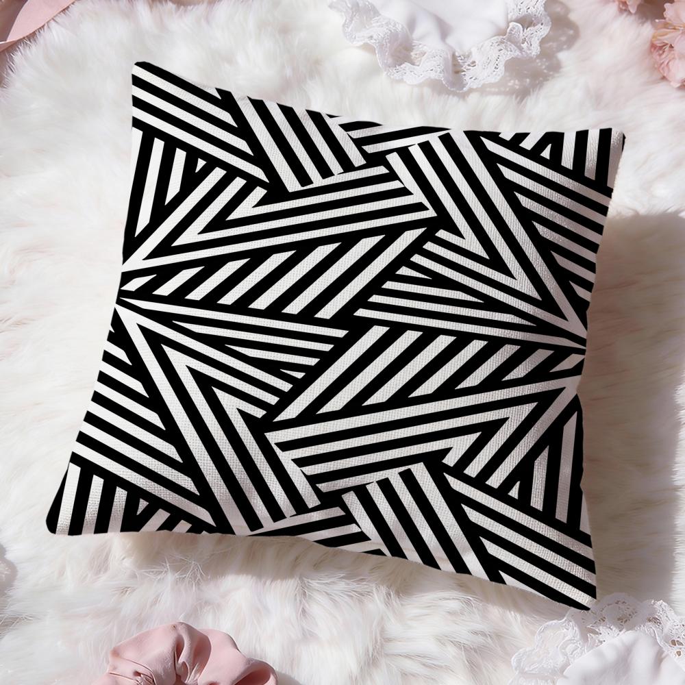 Geometric Line Texture Cushion Cover Premium Comfort Reversible Pillow Cove Two in One Design for Any Room Car Interior