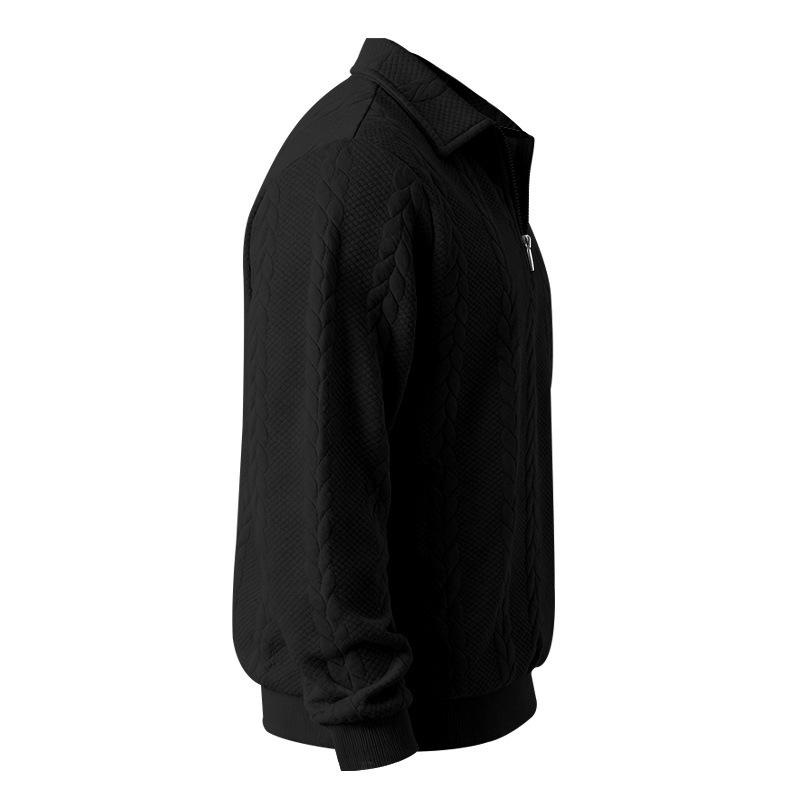 Мужская плотная текстурированная футболка-поло на молнии с воротником для весны/осени 2026