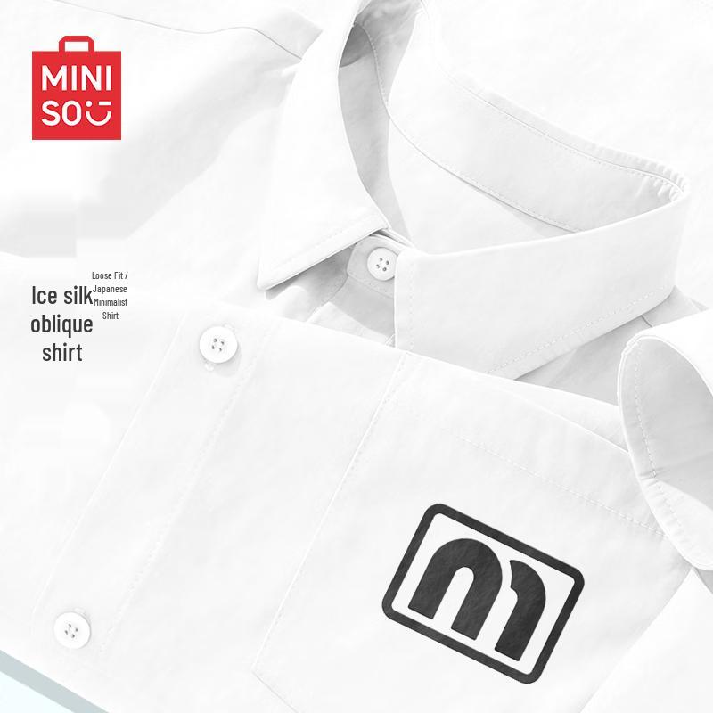 MINISO Мужская повседневная рубашка с длинным рукавом из ледяного шелка